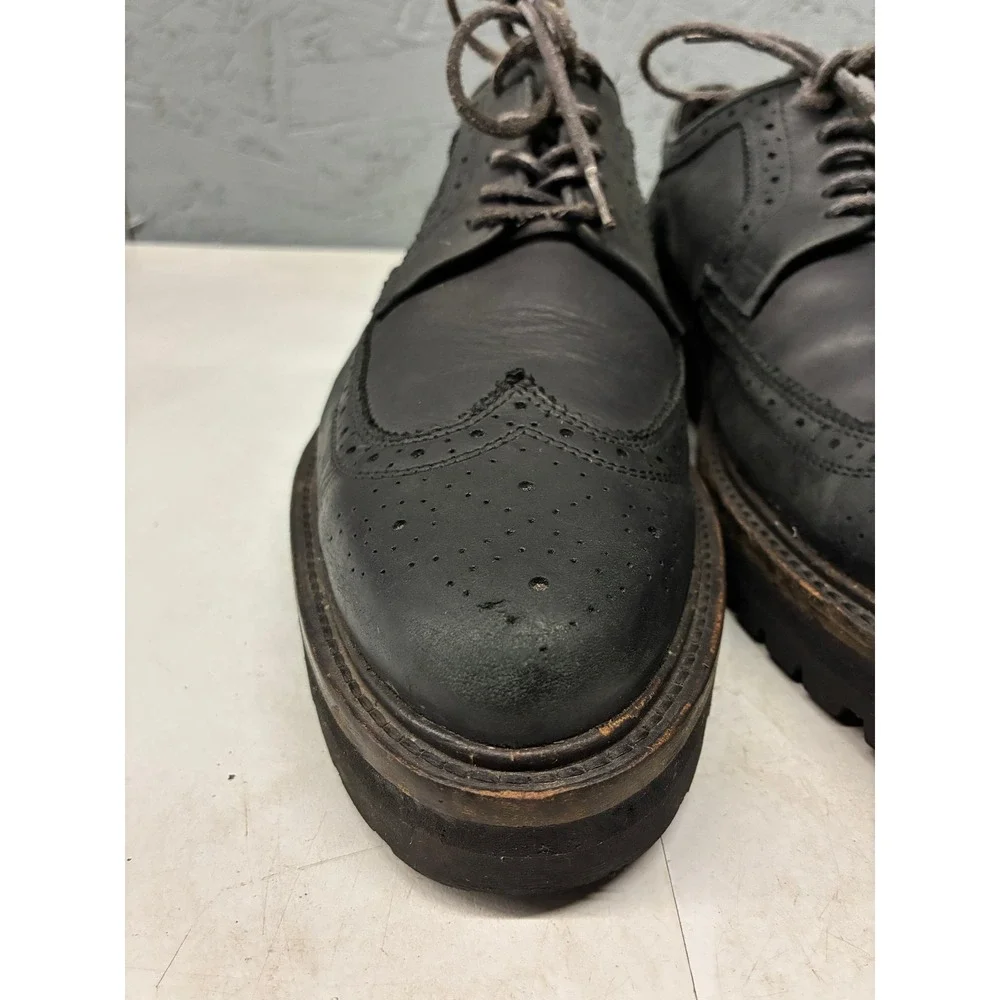 AllSaints Escher Brogues Oxford Shoes Mens 10 Black Wingtip Lug Sole Chunky